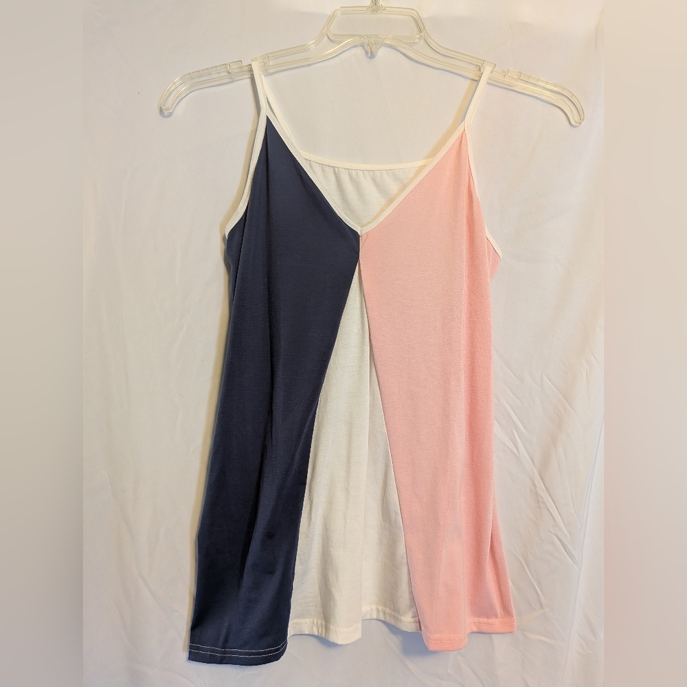 Colorblock Tank Top In Pink, Blue And White Sz.M